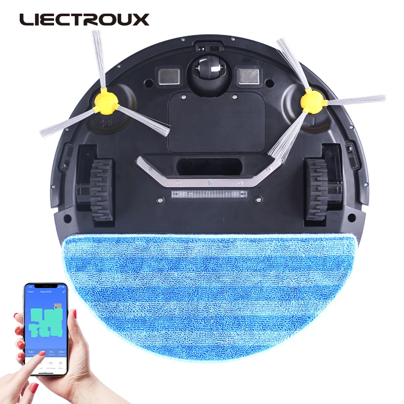 LIECTROUX Robot Vacuum Cleaner ZK808, WiFi App,3000pa Suction, Map Navigation, Smart Memory,UV Lamp,Wet Dry Mop,Brushless Motor