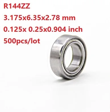 

500pcs/lot R144ZZ R144 ZZ Z 0.125x 0.25x0.904 inch Miniature mini sealed Deep Groove Ball bearing 3.175x6.35x2.78mm