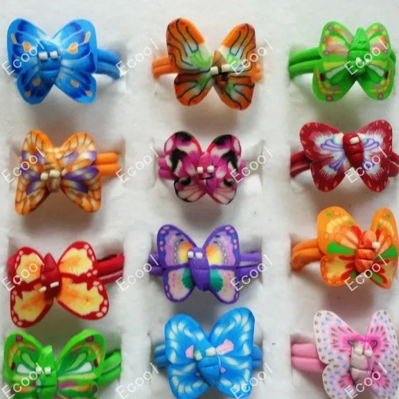 10Pcs Whole Mixed Jewelry Ring Lots Lovely Children Polymer Clay Butterfly Rings LR193