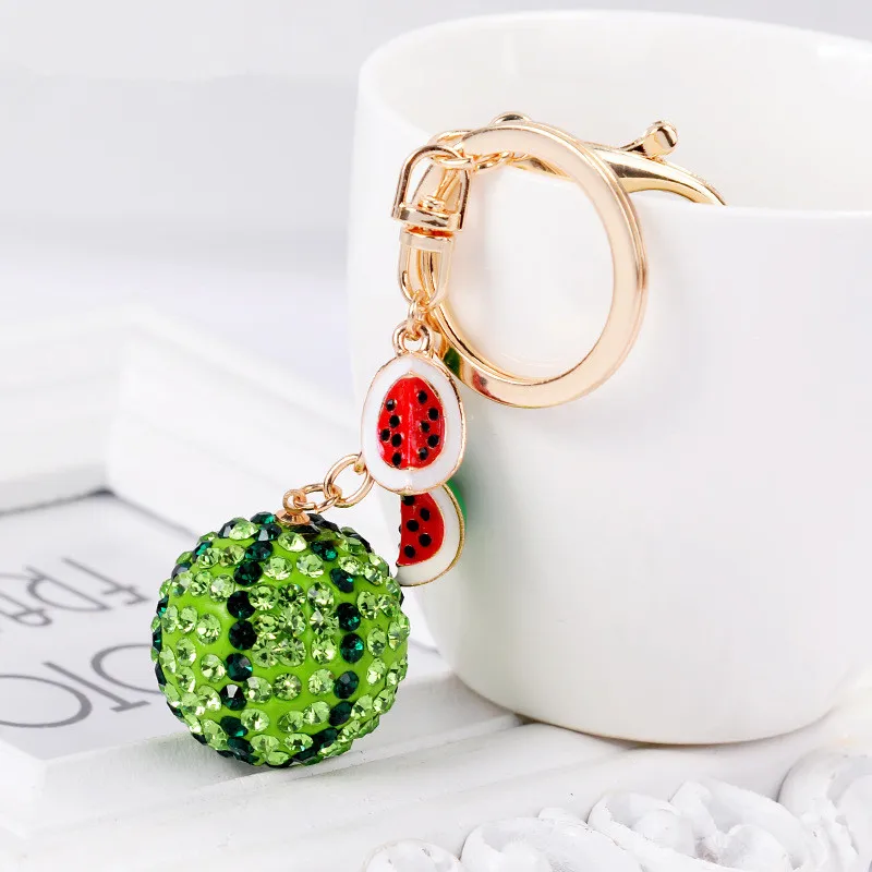 

Crystal Rhinestone Keychain for Women Handbag Lovely Watermelon Key Chains Car Key Ring Holder Chaveiro Charm Fashion Jewelry
