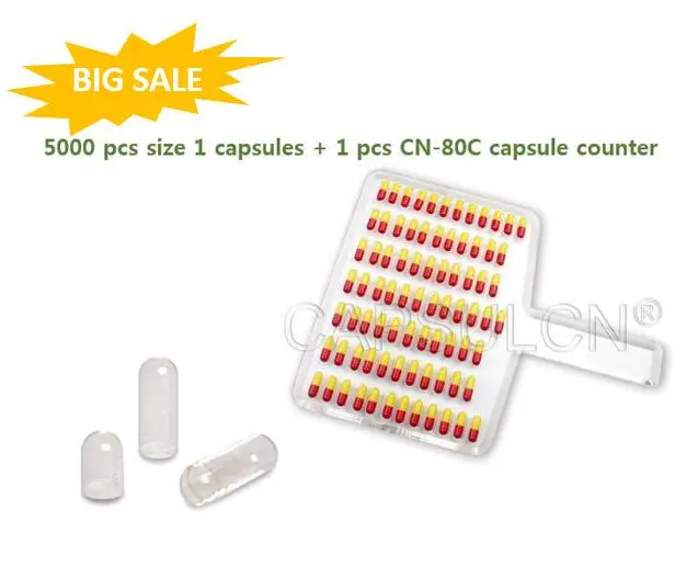 

1 pcs CN-80C capsule counter + 5000 pcs joined Size 1 Clear Gelatin Capsules