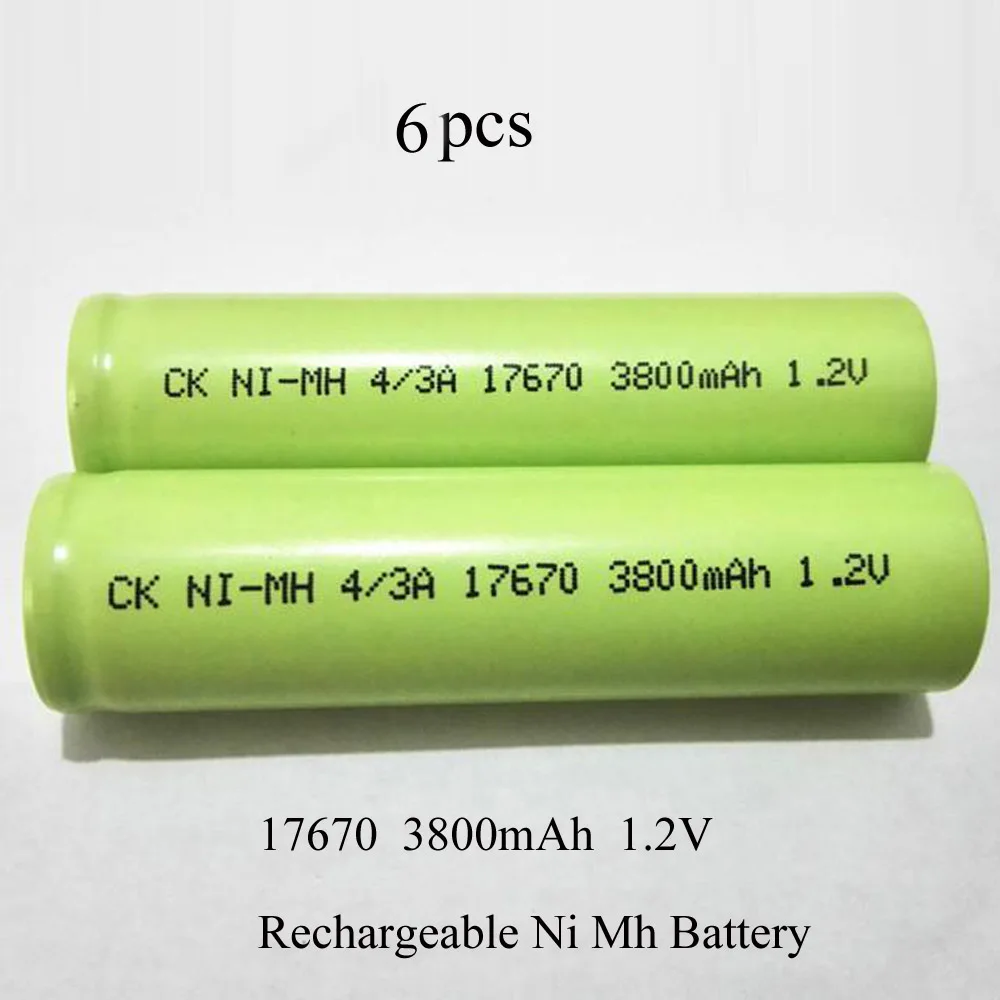 

SORAVESS 6pcs/12PCS 1.2v 17670 4/3A Ni-Mh Rechargeable Battery 7/5A 3800mAh NiMh Batteries For Cleaner Sweeper Medical Equipment