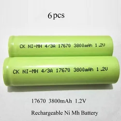 SORAVESS 6pcs/12PCS 1.2v 17670 4/3A Ni-Mh Rechargeable Battery 7/5A 3800mAh NiMh Batteries For Cleaner Sweeper Medical Equipment