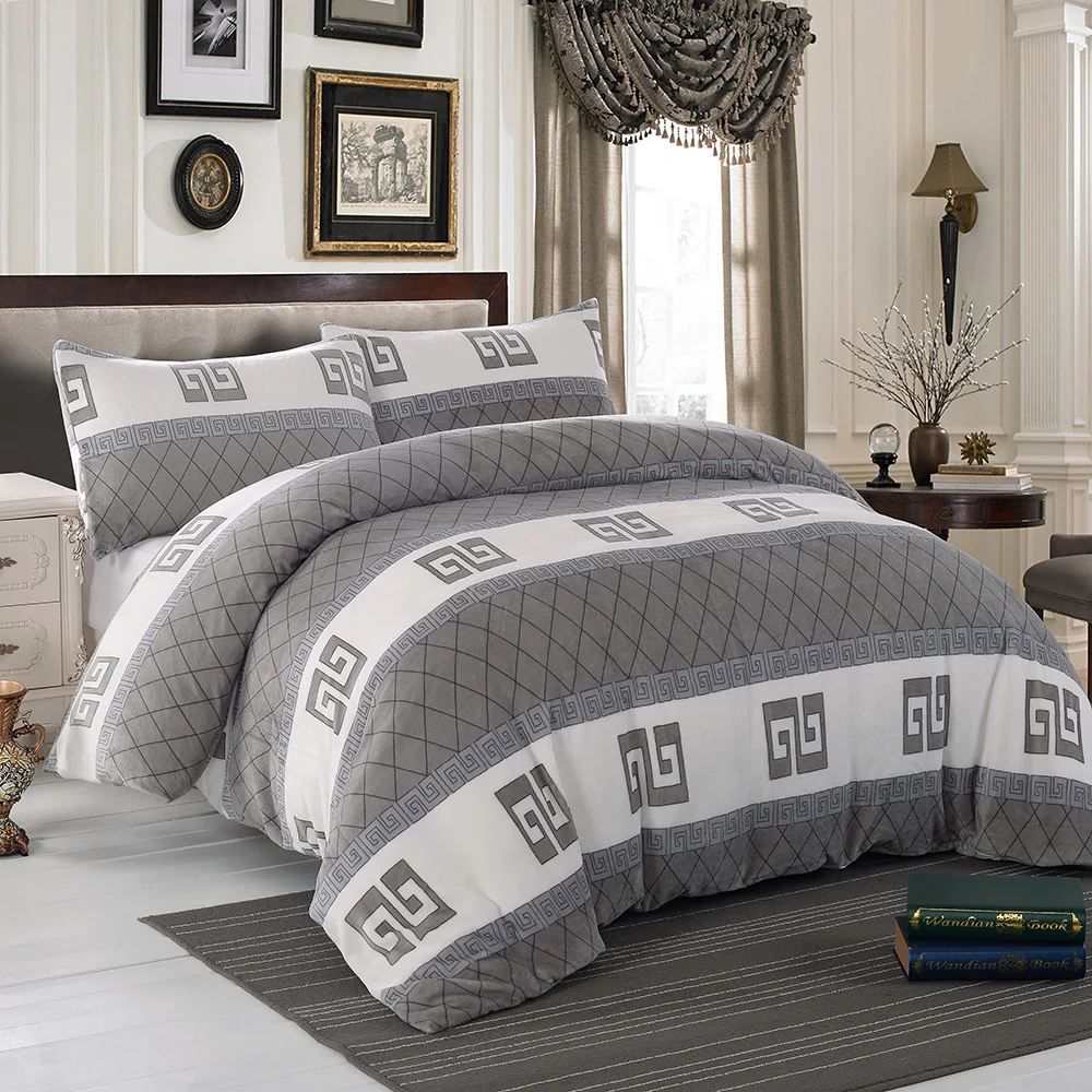 SIMPLEOPULENCE Flannel Duvet Cover Set Super Soft Warm Winter Bedding Set Fleece Flannel Velvet