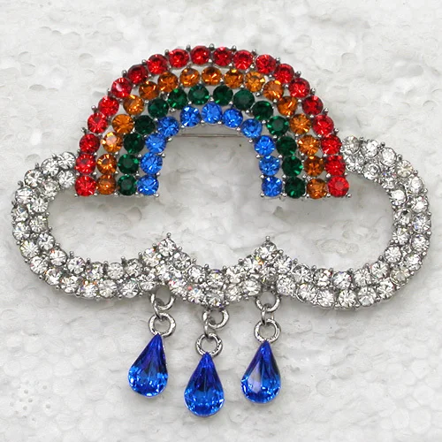 

60pcs/lot Mixed Color (Can Notes Color) Wholesale Fashion Brooch Rhinestone Rainbow Pin brooches Jewelry Gift C101797