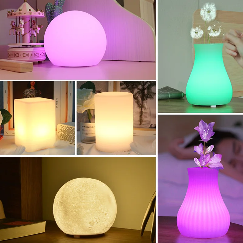 Imagem -04 - Wifi Smart Control Rgb cw Led Night Light Mesa Recarregável Usb Lâmpadas Ambientais Funciona com Alexa Assistente do Google Aplicativo Móvel