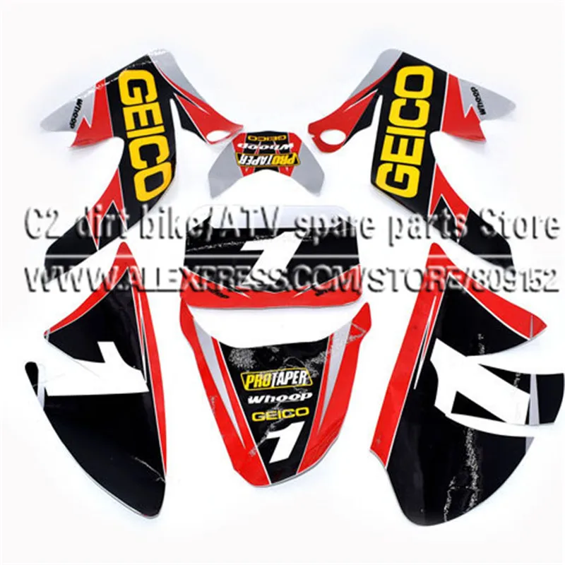 Black Red White 3M Sticker Decals Paster Graphic For CRF 50 SSR 50 XR50  Kayo KR110 YY70 Dirt Pit Bike Plastic Cover