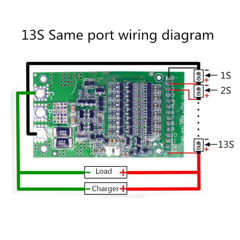6S/7S/13S 24V 36V 48V Polymer Lithium/Ternary Lithium/ Iron Phosphate/LiFePo4 Battery Protection Board 25A Same Port BMS Board - view 4