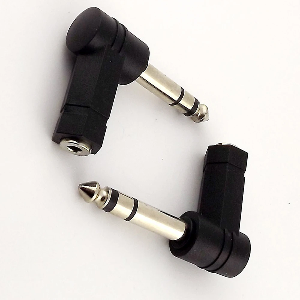 新 6.35 ミリメートルオス 3.5 ミリメートルメスプラグ 3 ポール直角ステレオオーディオアダプタに 90 度 6.35 3.5 オスコネクタコンバータ