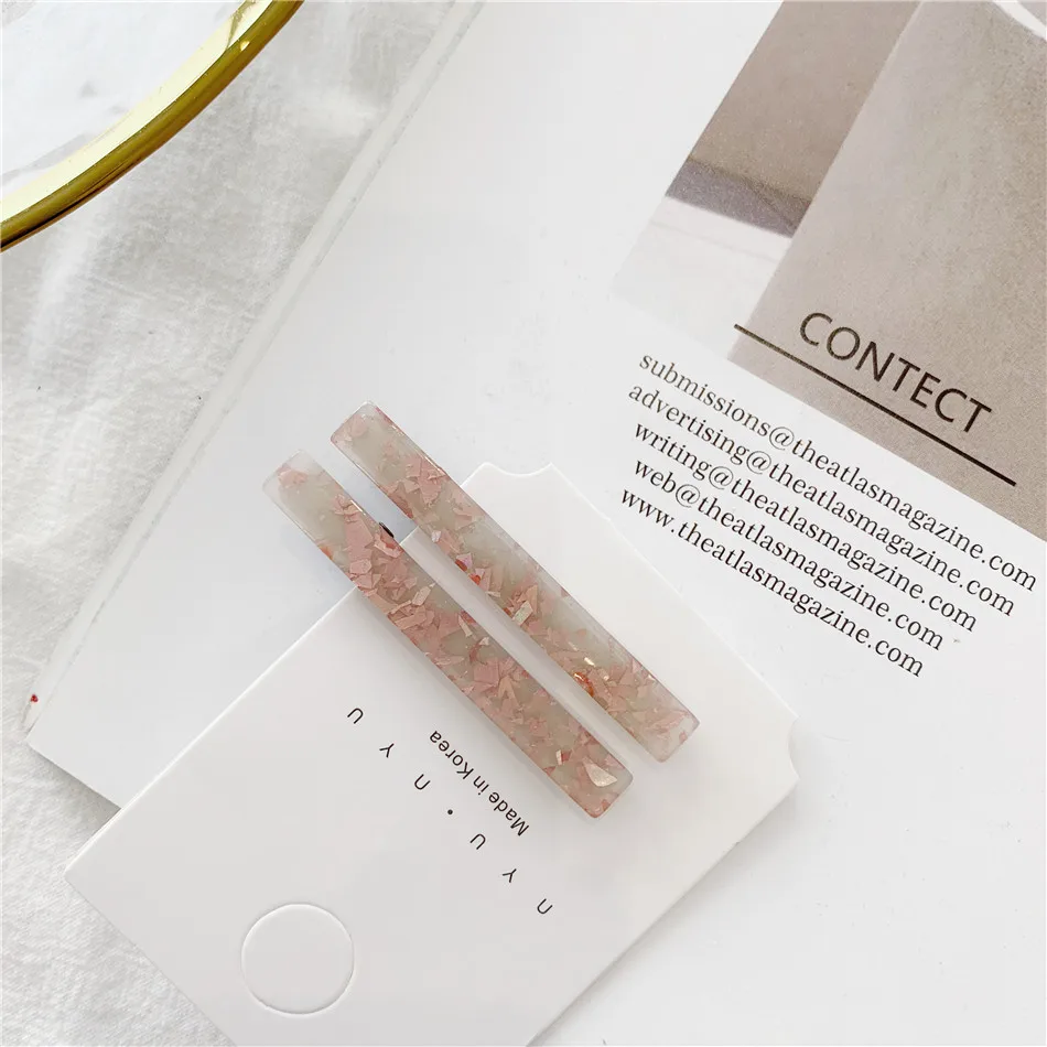 2PCS Fashion Ins acetic acid bangs clip word clip hairpin shaped clip Accessories For Women Girls Hairclip Headwear
