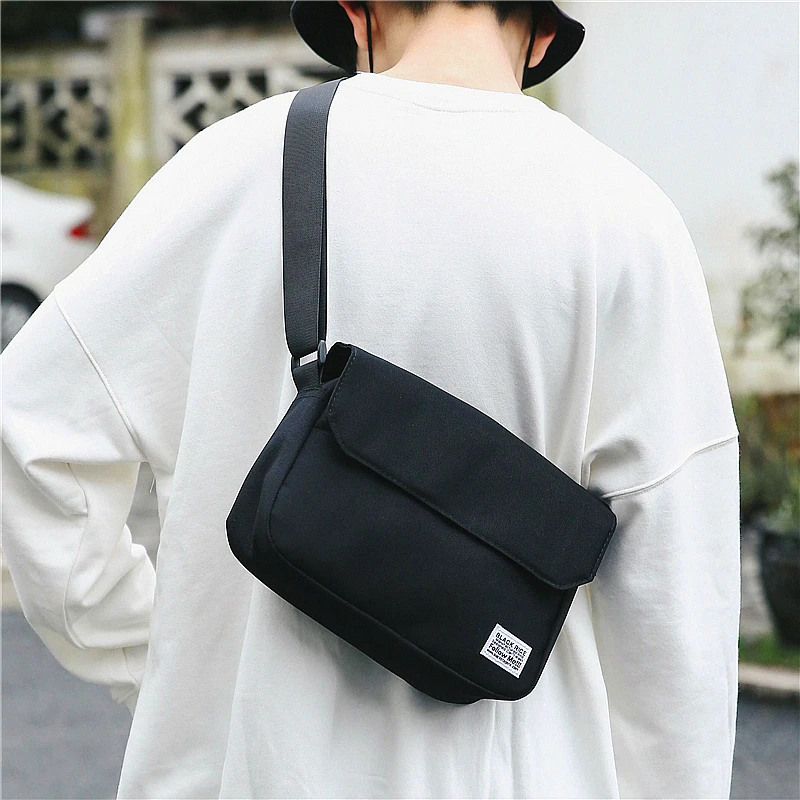 hot\'s Tide Canvas Postman Bag Japanese Department Simple Retro Wide Shoulder Messenger Bag Female Arts Students Shoulder Bag