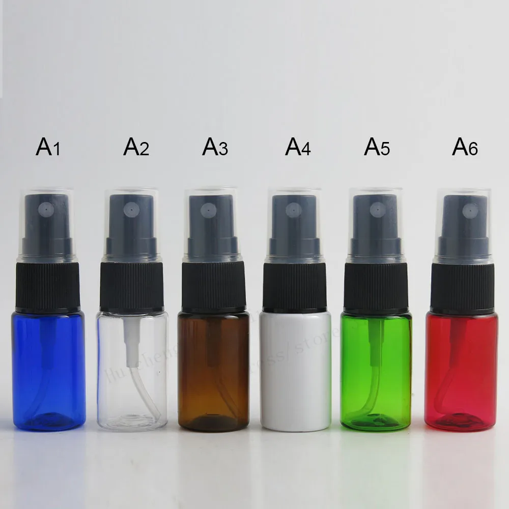 100 x  10ml Travel Blue Amber Red White Clear Green PET Plastic Perfume Bottle 10cc Pet 1/3oz Fragrance Perfume Atomizer