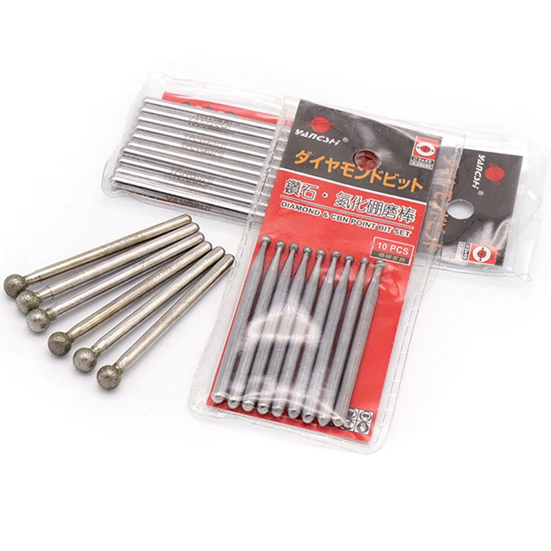 5pcs 1-6mm Diamond Grinding Head & Cbn Point Boron Nitride Drill Bit For Cutting Jade Glass Stone Ceramic Rotary Carving Tools