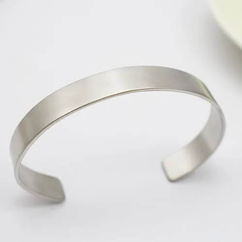 elegant plain matte silver color bracelet cuff bangles simple style for woman and man Fahion jewelry