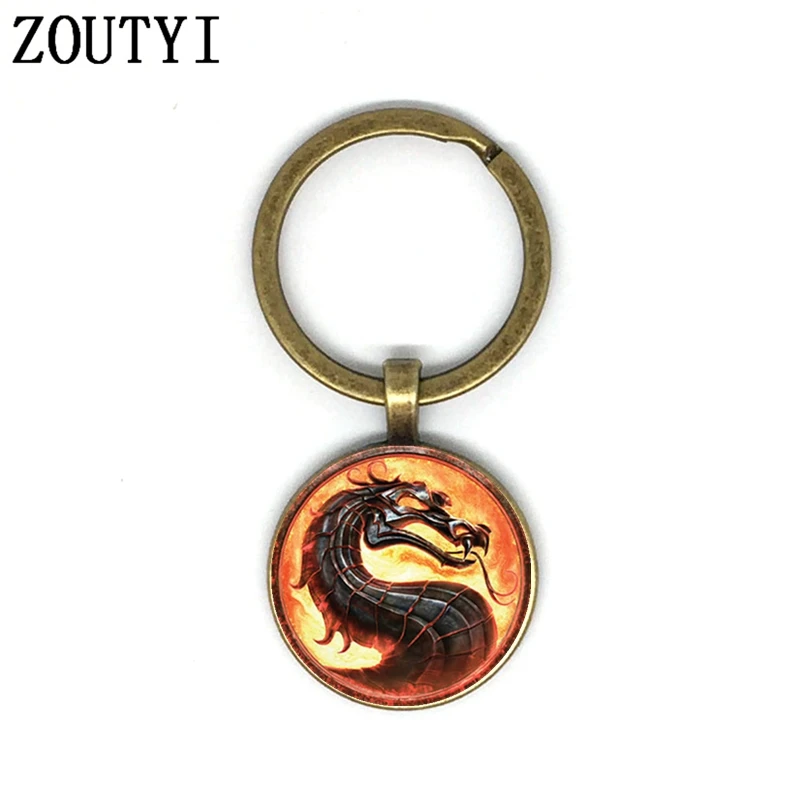 New / hot, new charm mortal kombat Reality fast, men's key chain quality car pendant, convex glass key ring.