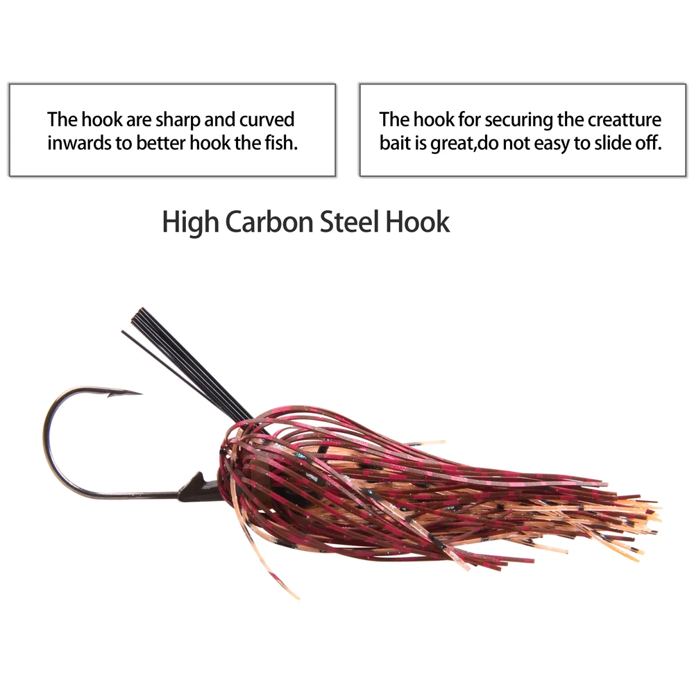 6Pcs 7g 10g Weedless Jig Head Fishing Lure Football Jig Silicon Skirt Jig Head Hook For Bass Walleye Trout Perch