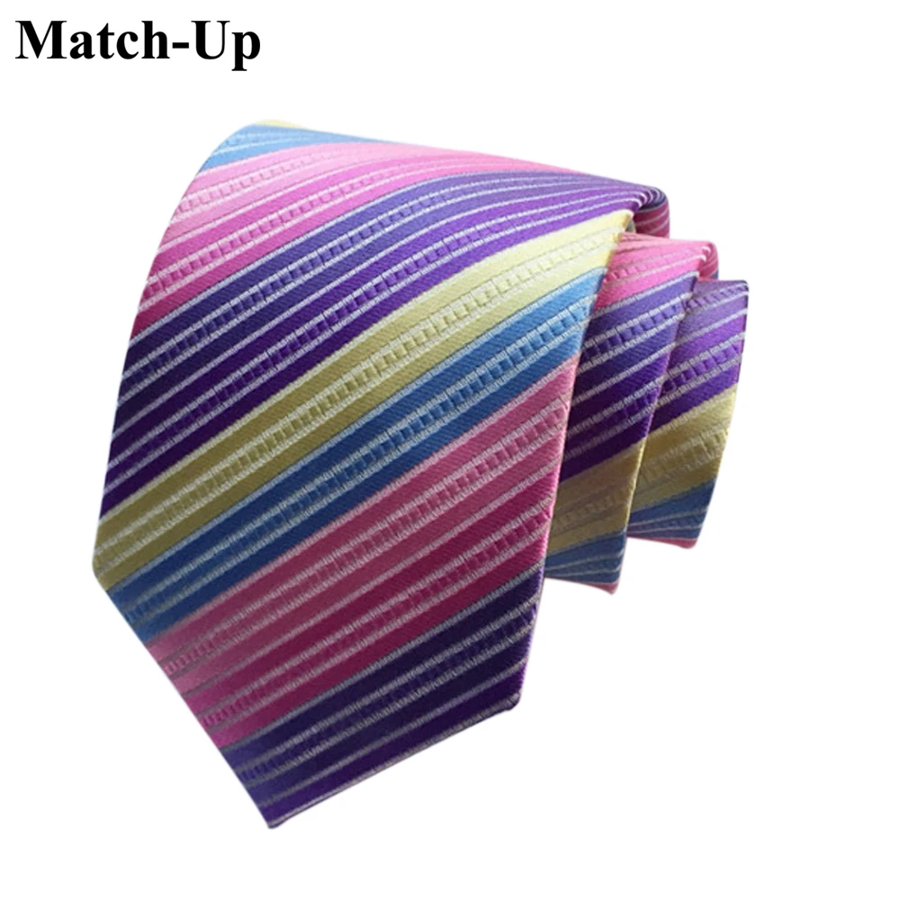 

Match-Up new men's 8 cm polyester material rainbow striped tie holiday party essential 18