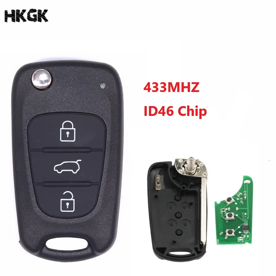

3 Buttons Folding Remote Key ID46 Chip 433Mhz for Hyundai I30 IX35 TOY40 Blade Car keys