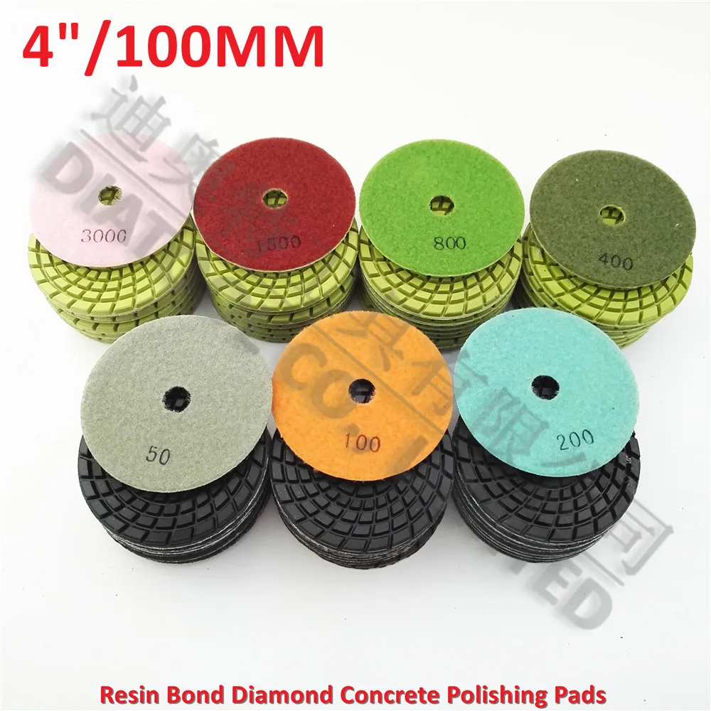 DIATOOL 4inch 7sets/63pcs Concrete Diamond Polishing Pads Renew Pads Beton Floor Renew Reparing Disk Dia 100mm