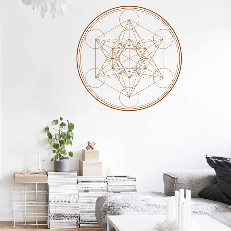 SACRED GEOMETRY Wall Decal Metatron's Cube Alchemy Geometric Wall Vinyl Sticker Line Circle Mandala 3112