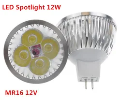 고출력 조명 MR16/GU5.3, 12V, 110V, 220V, 12W, 조도 조절 LED 스포트라이트 램프 전구, 따뜻하고 순수한 차가운 흰색 LED 조명, 1 개/로트