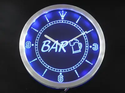 nc0343 Bar Beer Cup Mug Cheers Pub Club Neon Light Signs LED Wall Clock