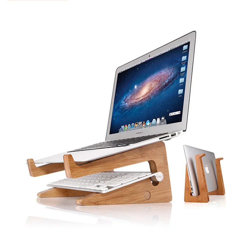 Increased Height Solid Wood Firm Cooling Bracket for Macbook Air Pro Retina 11 12 13 15 Vertical Base Stand for IPAD PC Stand