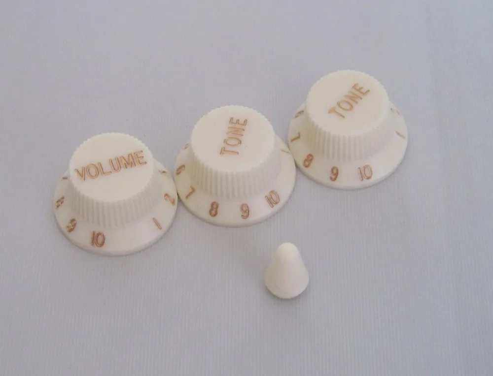 KAISH ST Knobs Volume V Tone T Knob & 5 Way Swtich Tip Cap Parchment