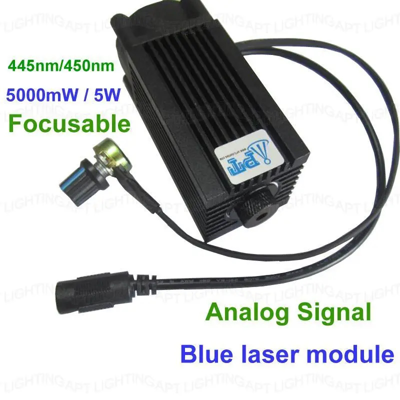 DIY CNC 5000mw/5w 450nm Focusable blue Laser Module diode laser cutting Engraving carving Machine Adjust  Power Analog signal