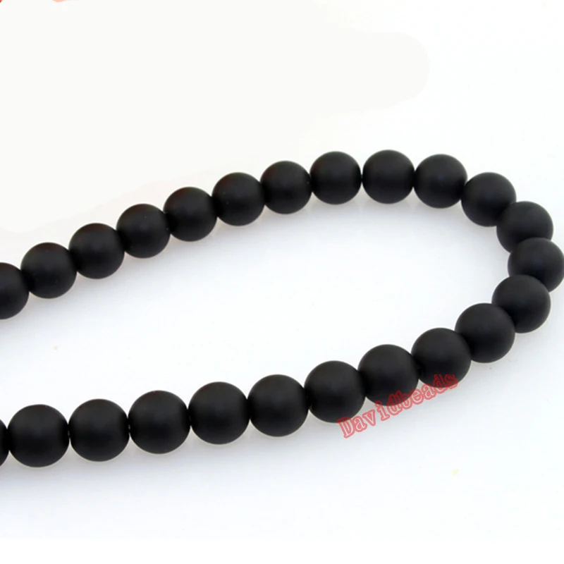 5A Quality Black Frost Dull Polish Matte Onyx Agat Round natural Stone Beads 16