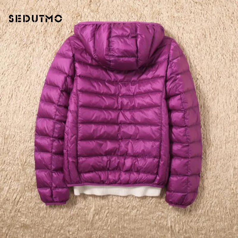 SEDUTMO Winter Duck Down Coat Women Ultra Light Hooded Jackets Two Side Wear Coat Spring Puffer Jacket ED602