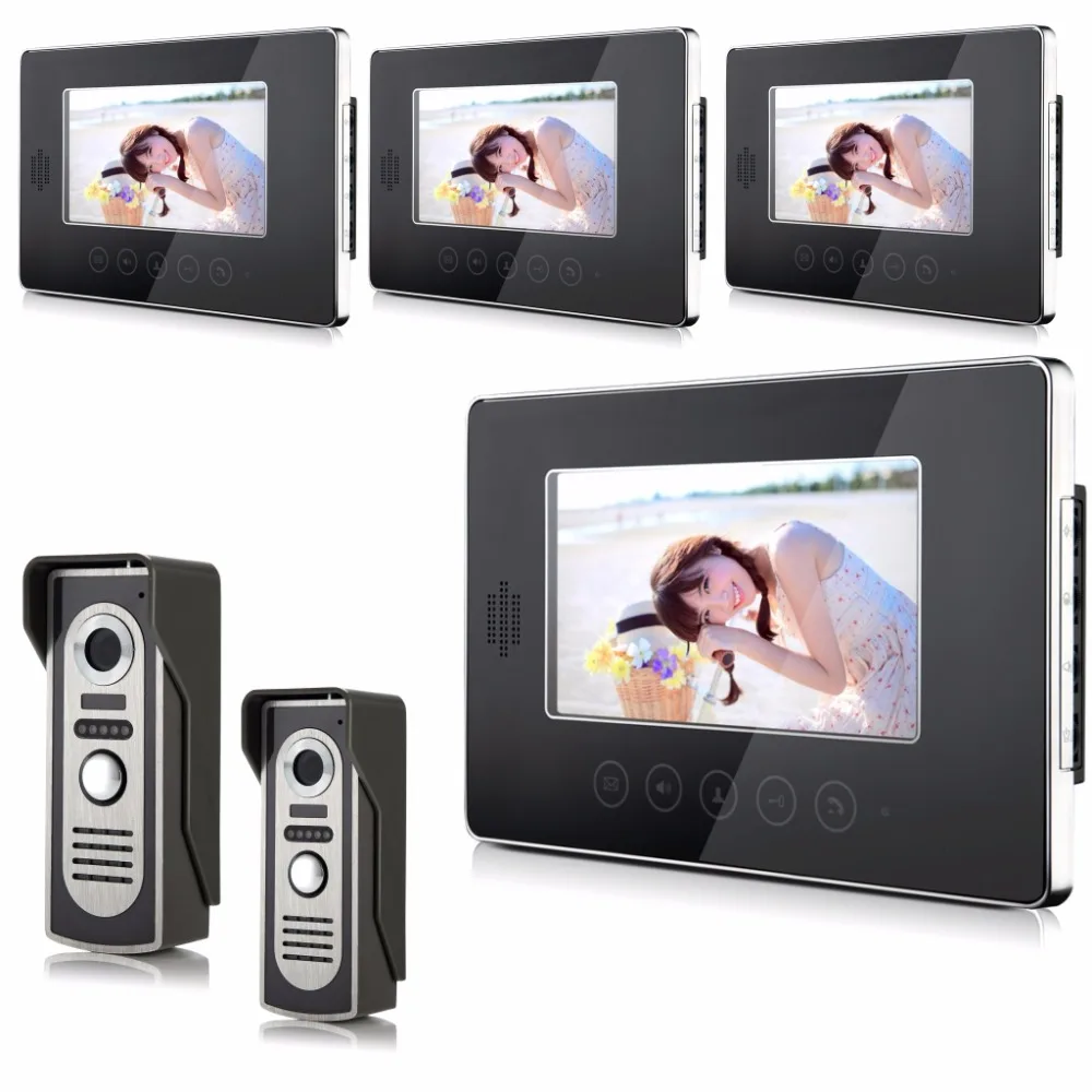 7 Inch Touch Keypad  Video Door Phone  With 4 Indoor Monitor