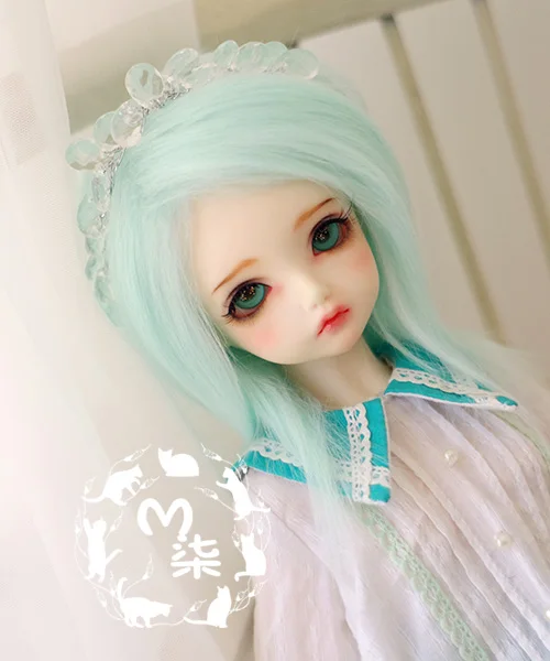 New 1/3 22-23cm 20-21cm 1/4 18-19cm 1/6 16-17cm weet Water Blue Color Medium Long Straight Wig BJD Doll Wig