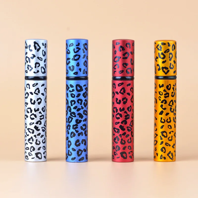 

30pcs/lot 8ML Hot Leopard Pattern Travel Bottles perfume bottles Aluminum Glass perfume Spray atomizer perfume Sample Bottle