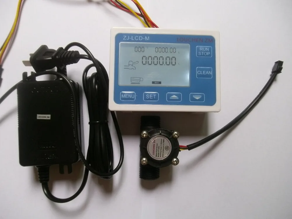 

LOUCHEN ZM Hall effect G1/2" Flow Water Sensor Meter+Digital LCD Display controller Flowmeter +24V power Adapter