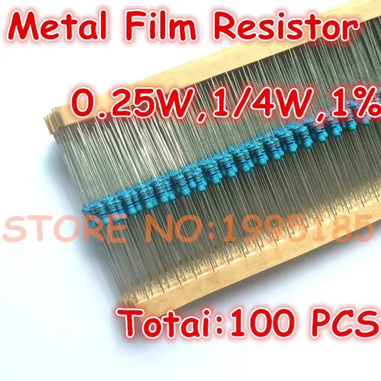 100pcs/lot 510R 510 ohm 1% 1/4W 510R Metal Film 510Rohm 0.25W 1% ROHS