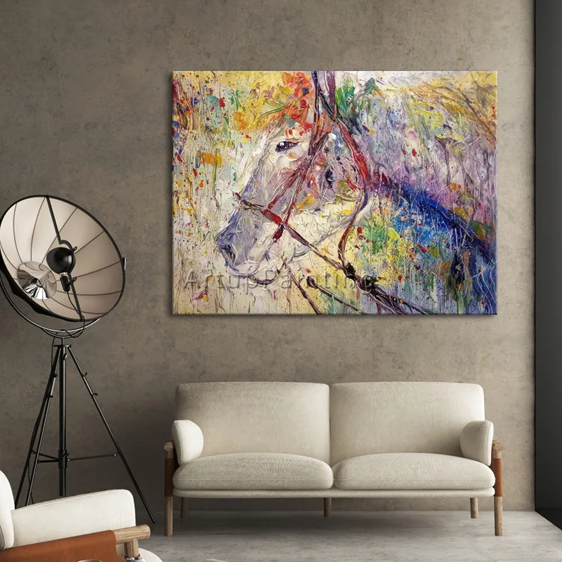 

Acrylic painting on Canvas modern abstract horse art animal art painting Wall Art Pictures for living room home decor caudros 02