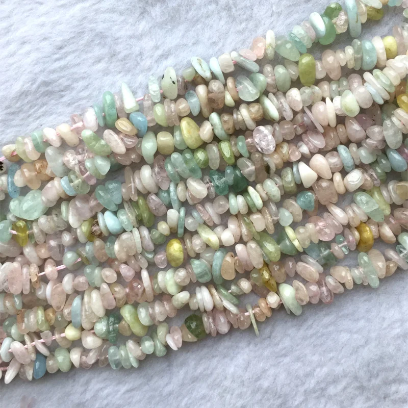 Wholesale Natural Genuine Mix Multi-Color Blue Pink Aquamarine Beryl Morganite Nugget Chip Loose Beads 3x8mm 15