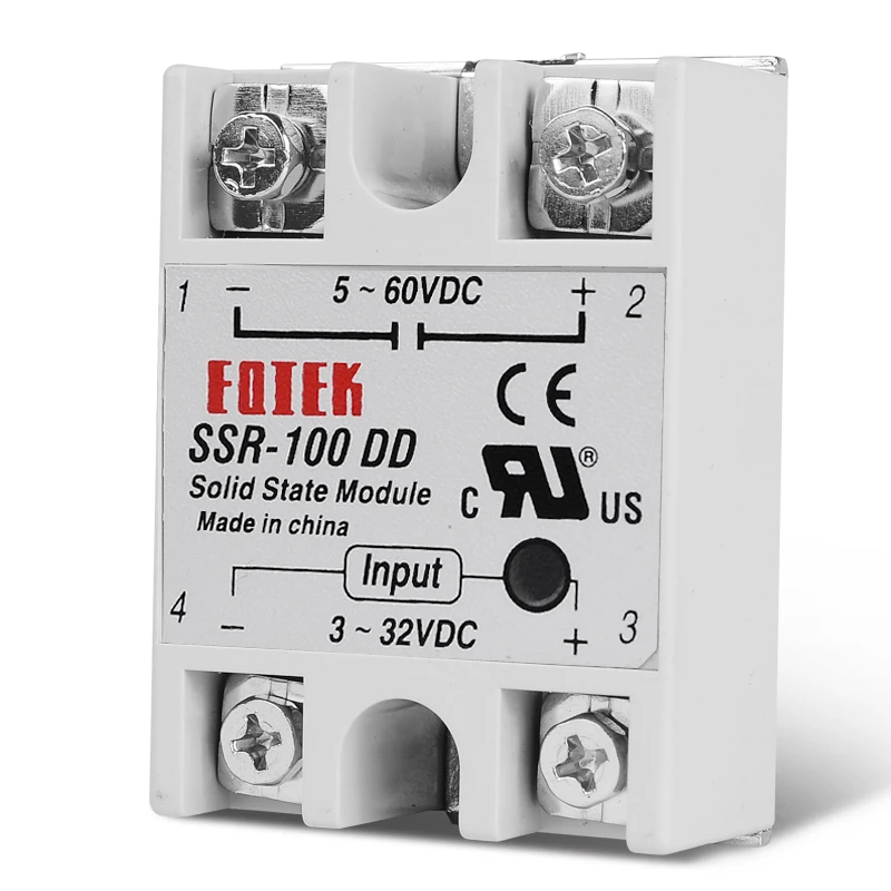 SINOTIMER SSR100A 3-32V 12V DC TO 5-60V DC Load SSR-100DD SSR 100DD Solid State Module Relay DC-DC Single Phase