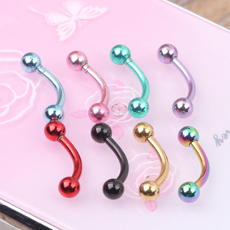 

Eyebrow stud mix 8 colors 200pcs/lot body piercing jewelry stainless steel color plated Carved Barbell Eyebrow Bar