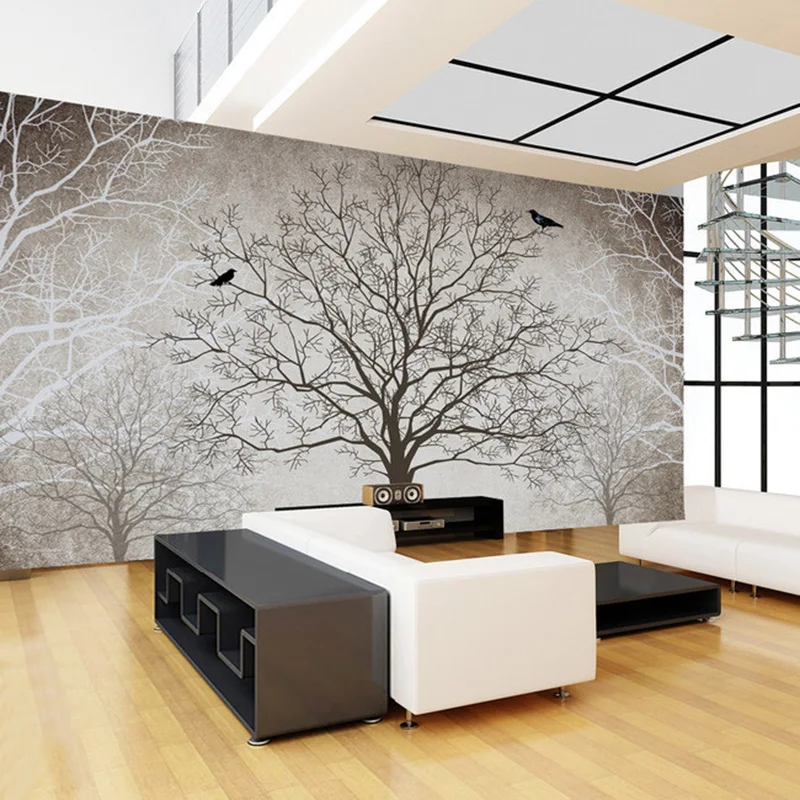 Retro Astratta Rami di Albero Uccello Grandi Murales Personalizzato 3D Foto Carta Da Parati Divano del Soggiorno TV Sfondo Decorazione Della Parete