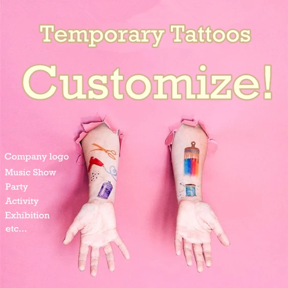 Faux Tatouage Temporaire Personnalisé, Autocollant pour ix, Mariage, Cosplay, Société, Logo, Animaux Domestiques