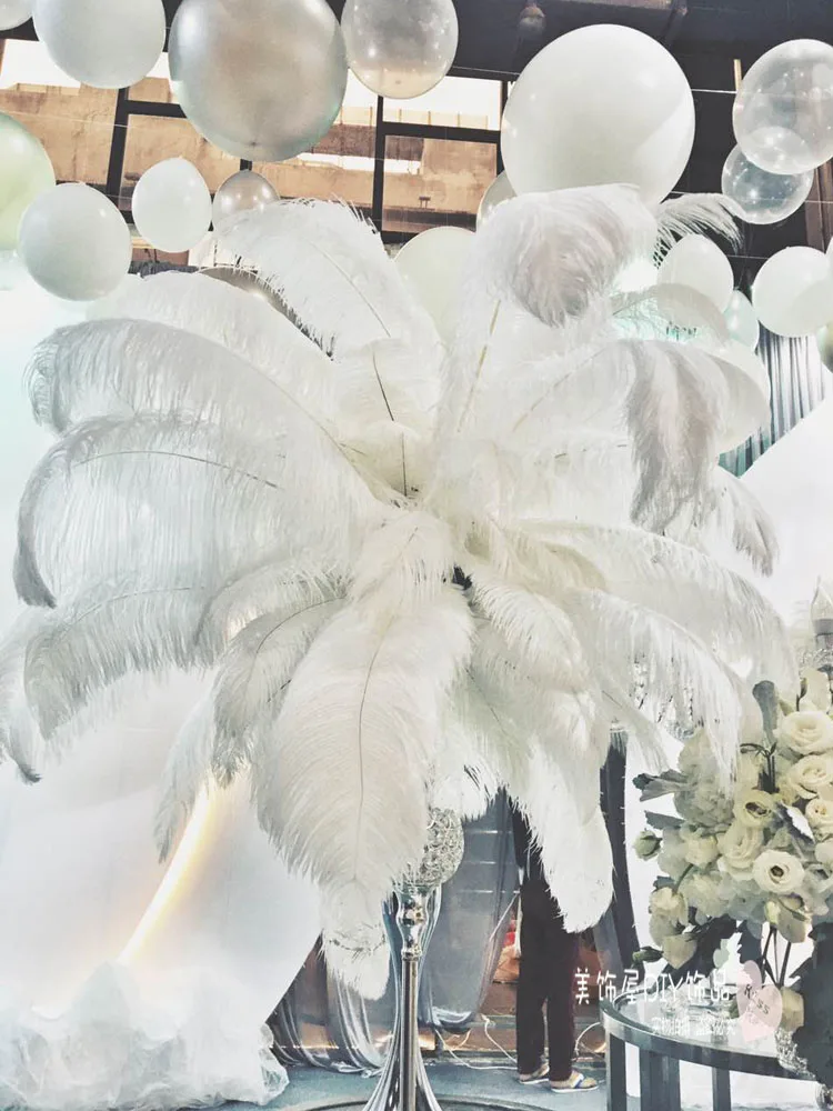 Ostrich feathers Wholesale discount  white ostrich feathers 12-14 inch 100PCS / pieces wedding party dress headdress decoration