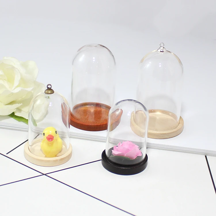 2 sets Little Prince Rose Glass Terrarium Globe with wood base Glass vial pendant Necklace Pendants Diy Finding