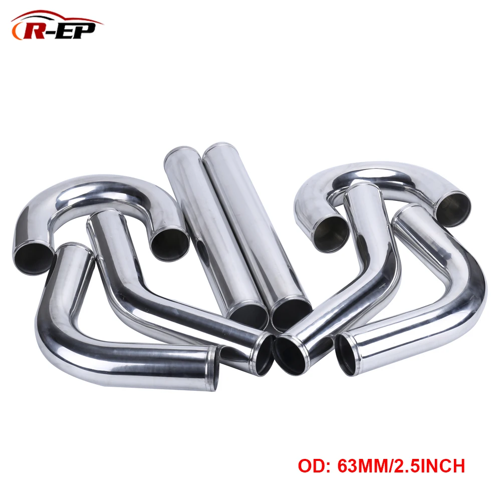 R-EP Universal Air Intake Pipe 63mm 2.5inch Aluminum Tube for Racing Car Intercooler Air Intake 0/45/90/180 Degrees L S Type 