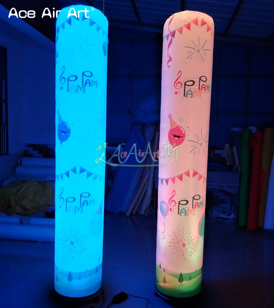 Columna de tubo de decoraciones de suelo inflable LED de fondo con logotipo de impresión personalizado para fiesta o escenario