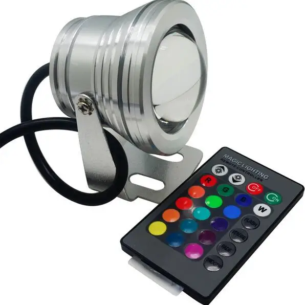 12V 10W RGB LED Underwater Light Waterproof IP68 Fountain Swimming Pool Lamp 16 Colorful Change With 24Key IR Remote