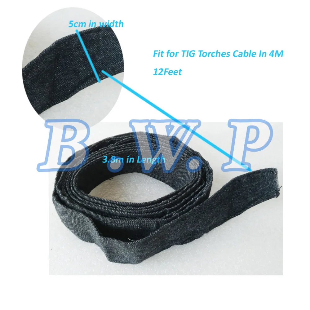 1PC TIG Torch Cable Cover Cowboy Jeans Cloth 3.8M In Length x 5CM In Width With Free Plastic Ribbons