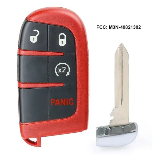 

KEYECU Red Smart Remote Key Fob 433MHz 4 Button for Chrysler 300 Dodge 2011-2017 FCC: M3N-40821302