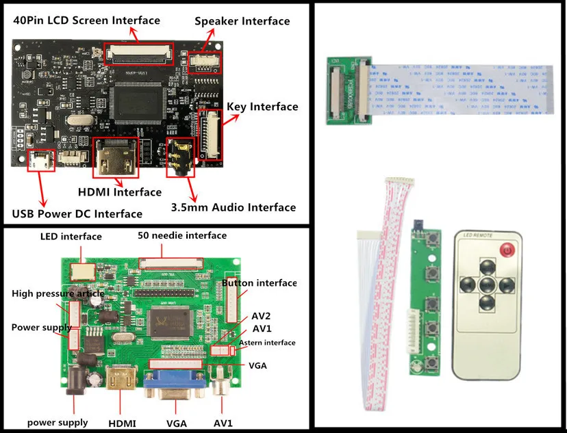 LCD TTL Controller Board HDMI-Compatible VGA 2AV For 7 Inch EJ070NA-01J Support Automatically Raspberry Pi Driver Board